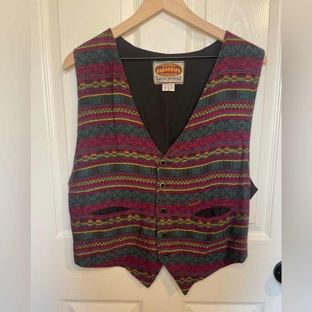 Paragraff Vintage Americana Western Core Multicolored Vest Size Small